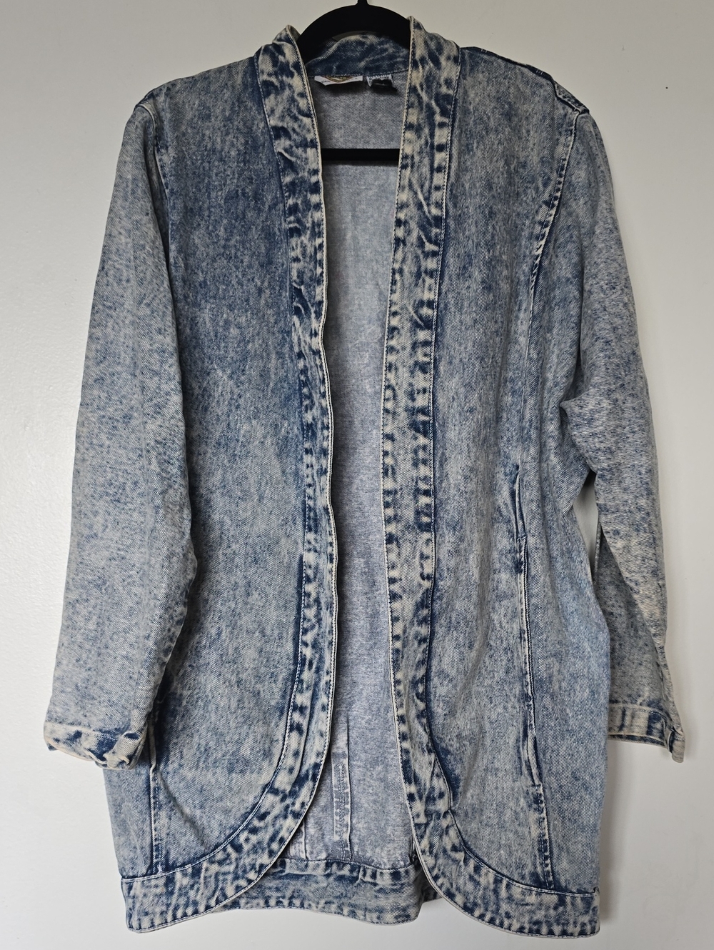 VINTAGE 80'S  Blue Acid Wash Denim-Style Women's Cardigan Sweater ORIGINAL